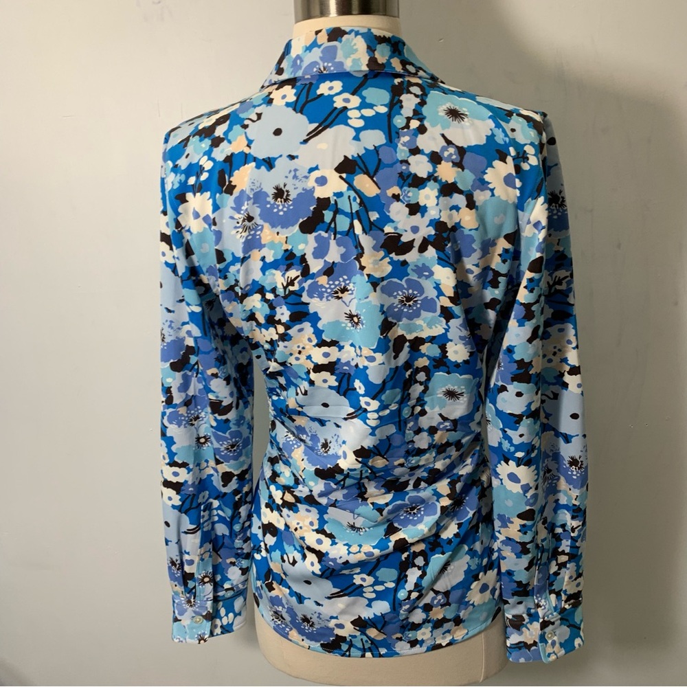 Rails Floral Printed Ruched Button Down Shirt Blu… - image 6